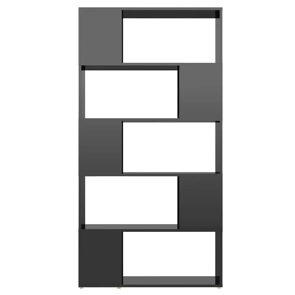 Book Cabinet Room Divider Shelving Unit Black High Gloss 5 Compartments Storage