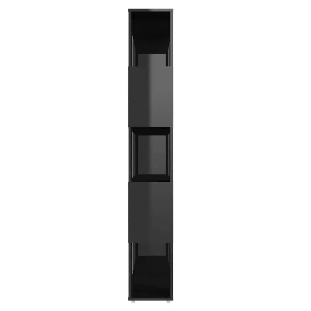 Book Cabinet Room Divider Shelving Unit Black High Gloss 5 Compartments Storage