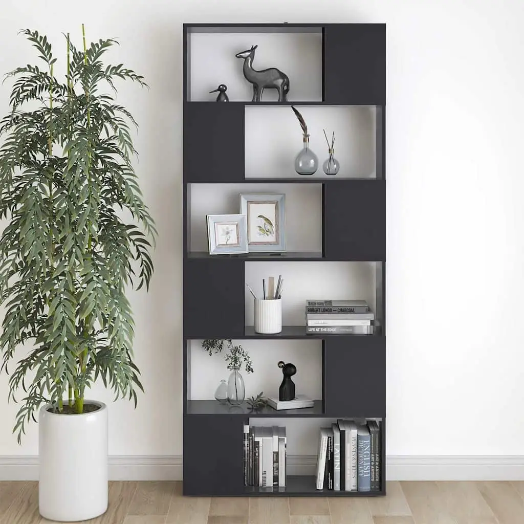 Book Cabinet Room Divider Grey 80x24x186cm Storage Shelf Compartments