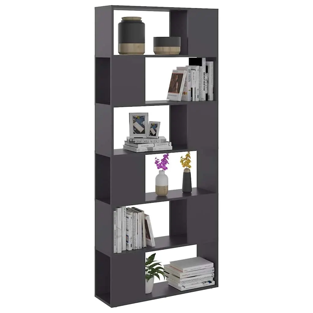 Book Cabinet Room Divider Grey 80x24x186cm Storage Shelf Compartments