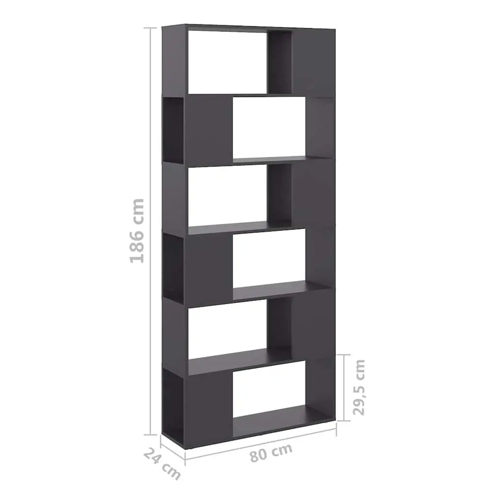 Book Cabinet Room Divider Grey 80x24x186cm Storage Shelf Compartments