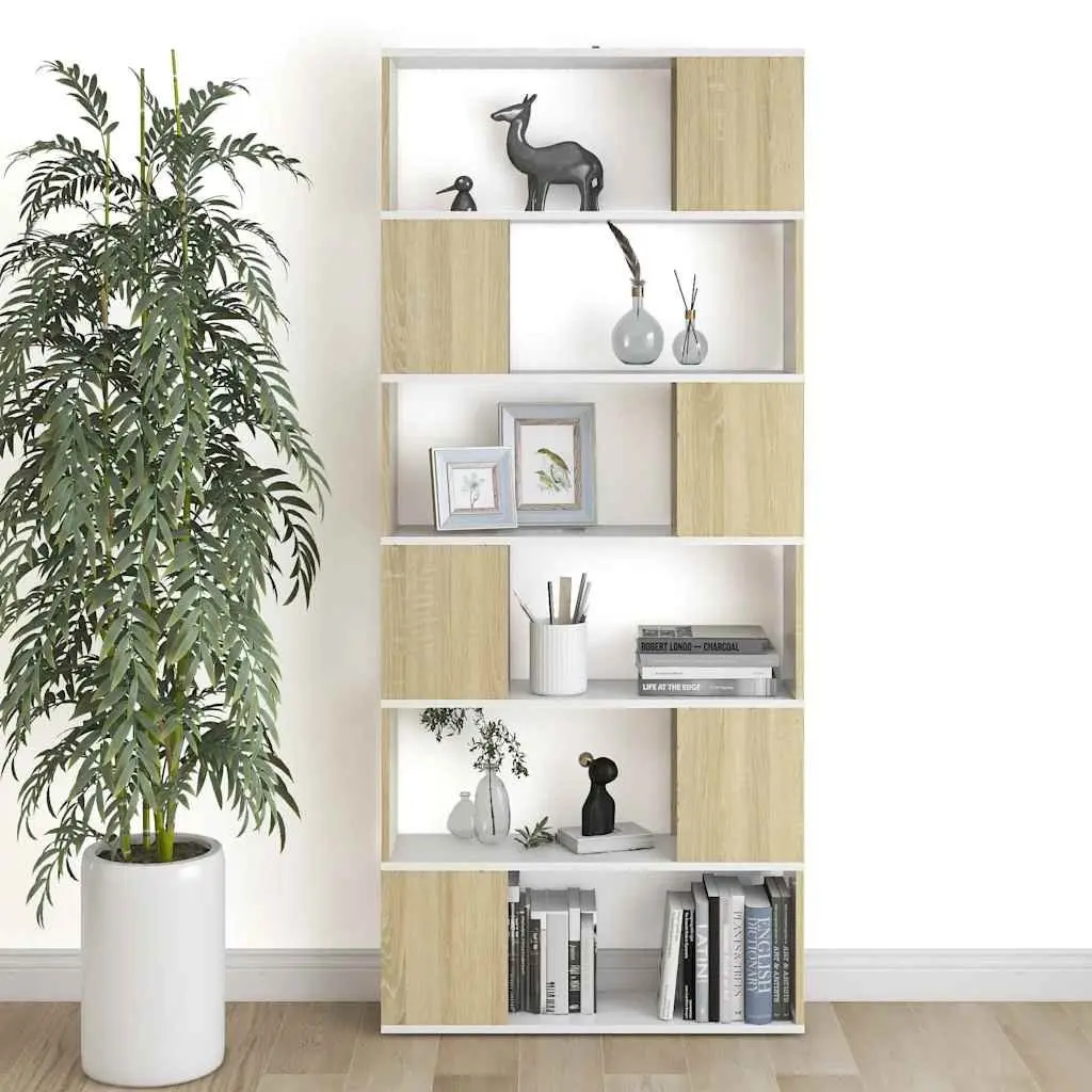 Book Cabinet Room Divider Storage Organiser 6 Compartment 80W x 24D x 186H cm Beige