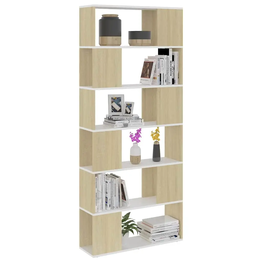 Book Cabinet Room Divider Storage Organiser 6 Compartment 80W x 24D x 186H cm Beige