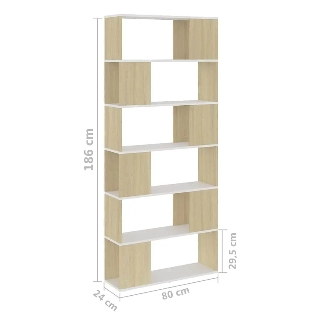 Book Cabinet Room Divider Storage Organiser 6 Compartment 80W x 24D x 186H cm Beige