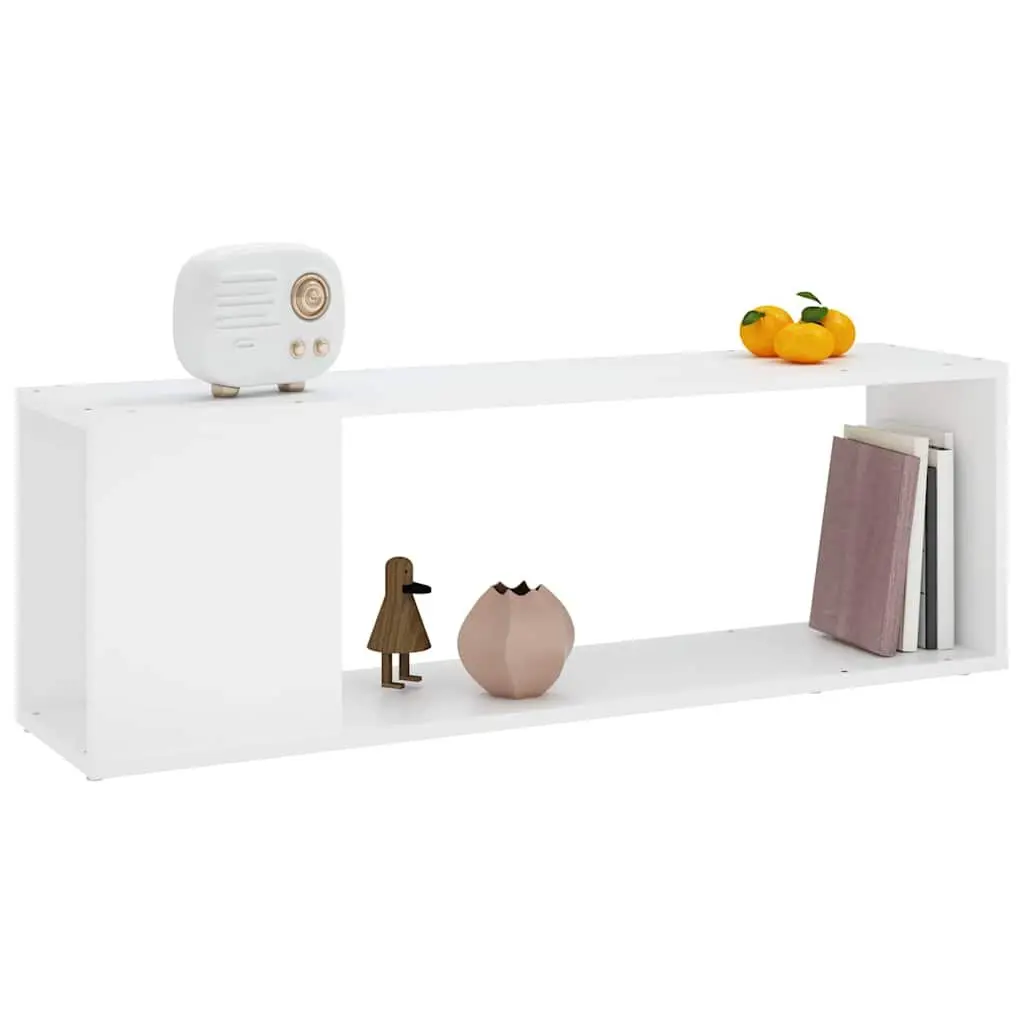 TV Cabinet White Storage Unit 2 Shelves Living Room Display Bookcase