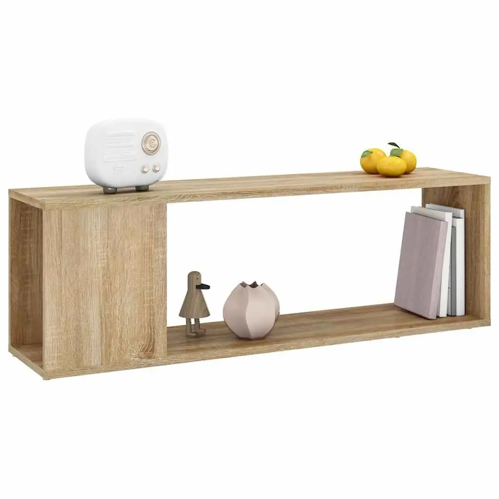 TV Cabinet Brown Engineered Wood Storage Unit with 2 Shelves Bookcase Display