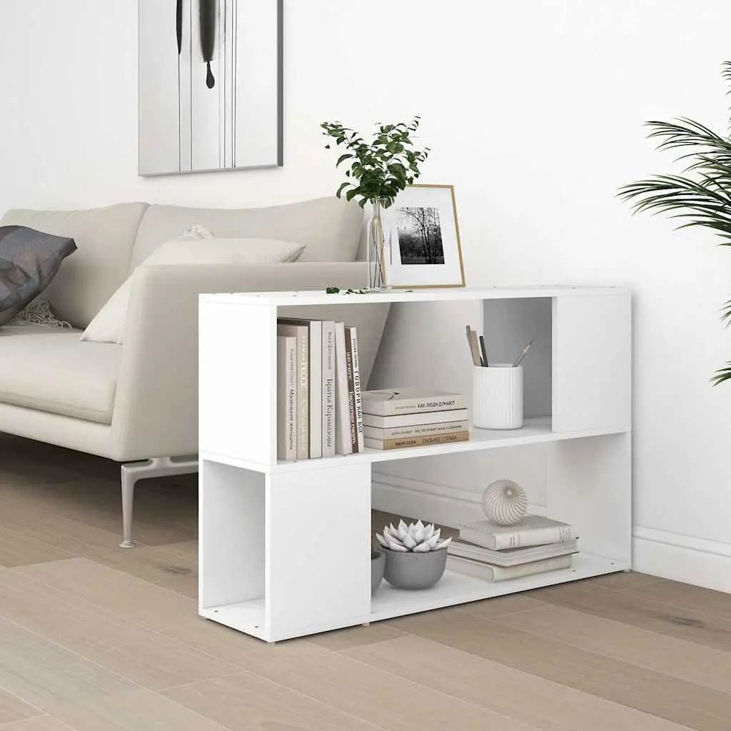 Book Cabinet White Engineered Wood Storage Shelving Unit with Open Compartments