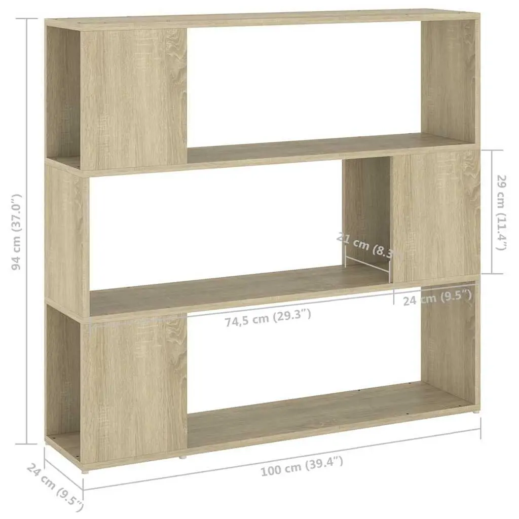 Book Cabinet Room Divider Brown Shelving Unit Storage Organizer 100x24x94cm