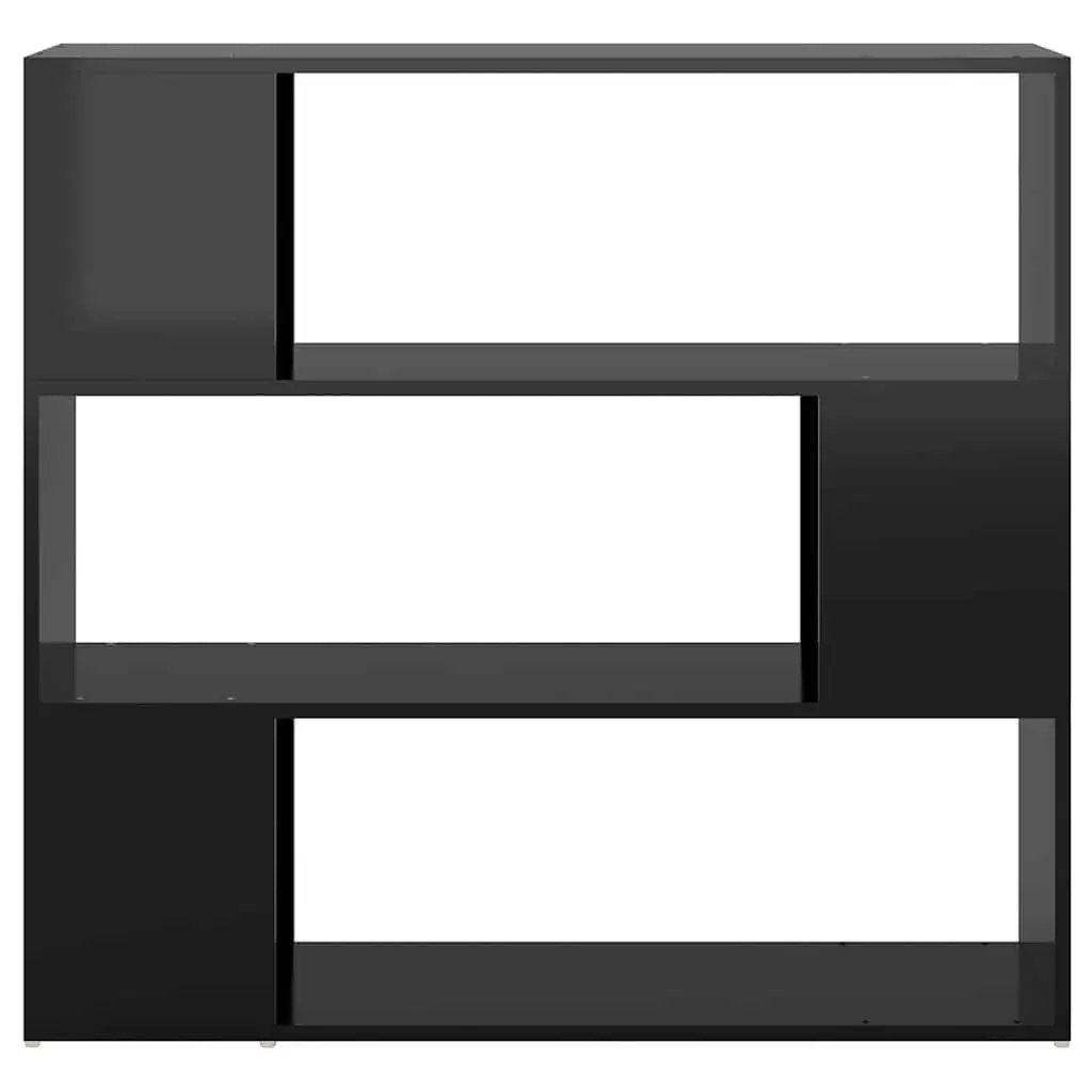 Book Cabinet Room Divider Storage Shelf 100W x 24D x 94H cm High Gloss Black