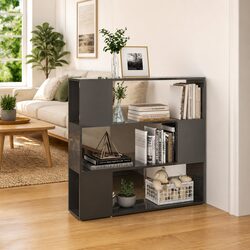 Book Cabinet Room Divider Grey High Gloss Shelving Unit Storage Organiser