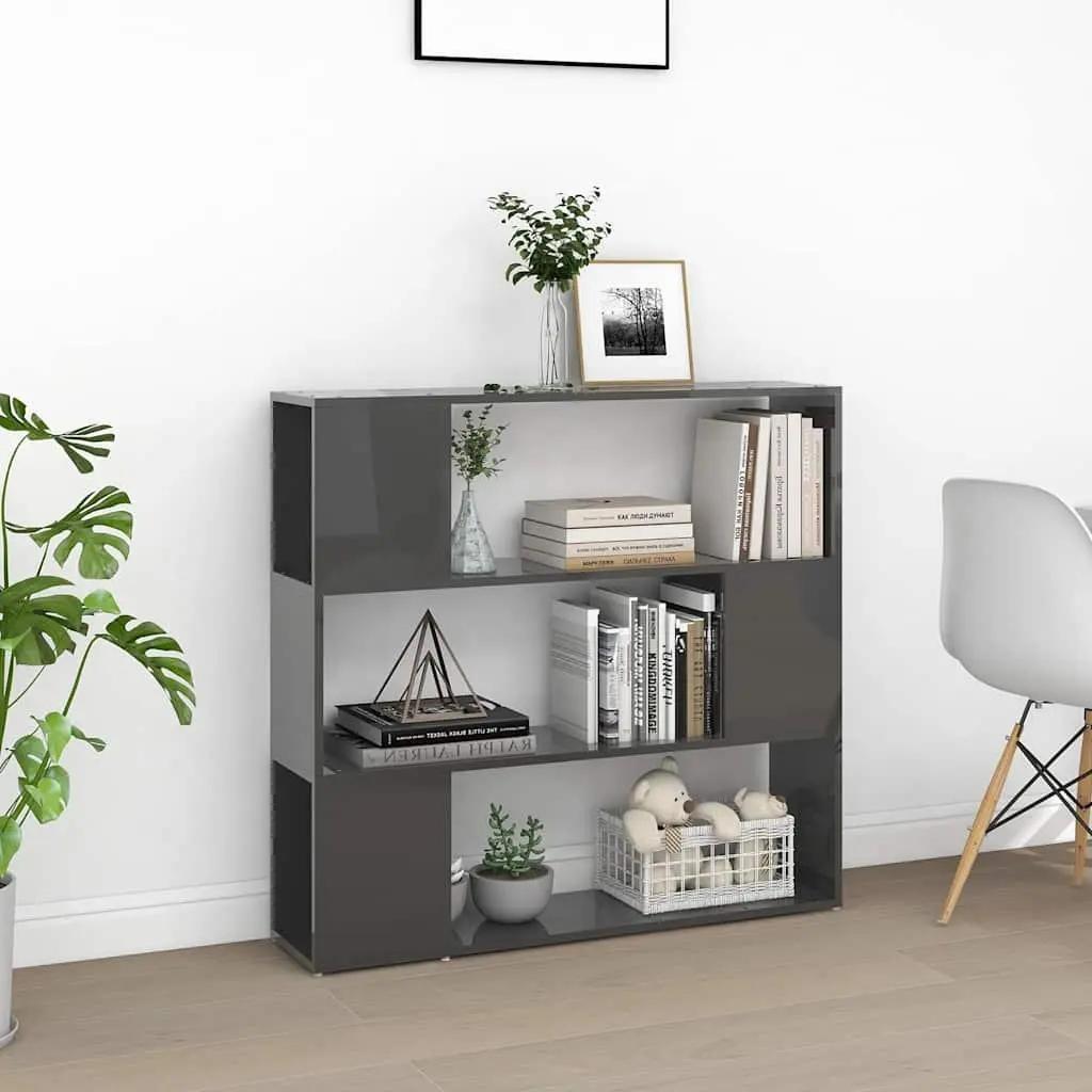Grey High Gloss Book Cabinet Room Divider