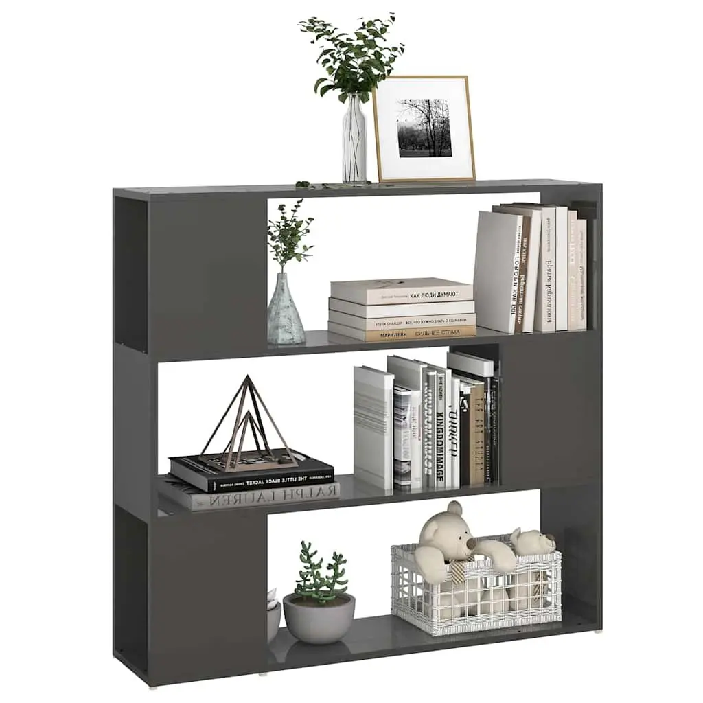 Grey High Gloss Book Cabinet Room Divider