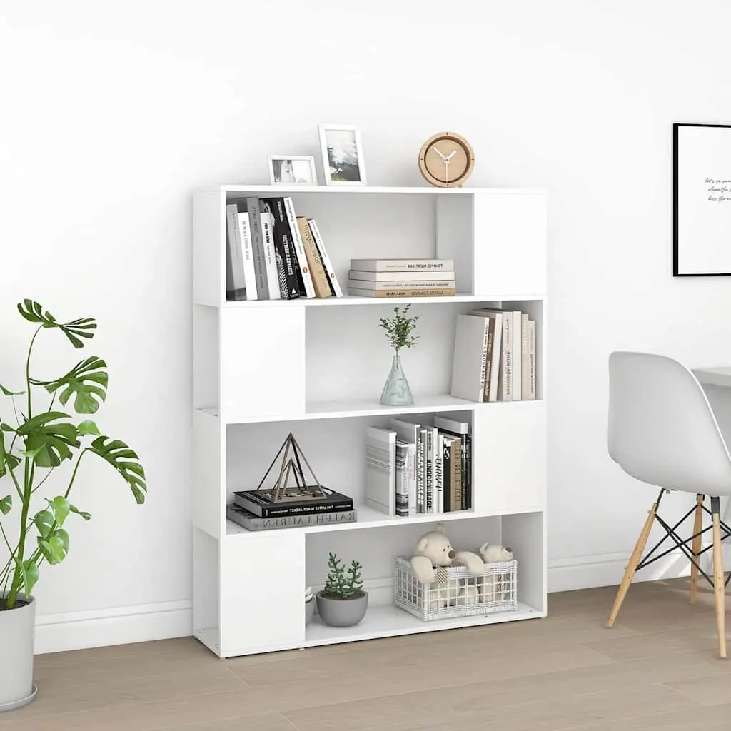 Book Cabinet Room Divider Storage Organizer 4 Compartments White
