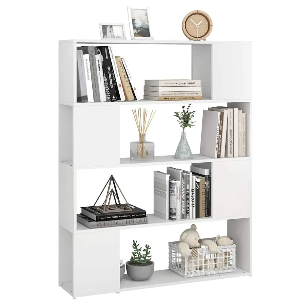 Book Cabinet Room Divider Storage Organizer 4 Compartments White