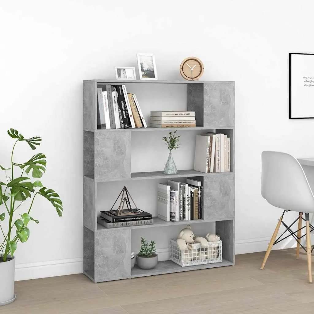 Bookcase Room Divider Storage Shelf 100x24x124 cm Grey