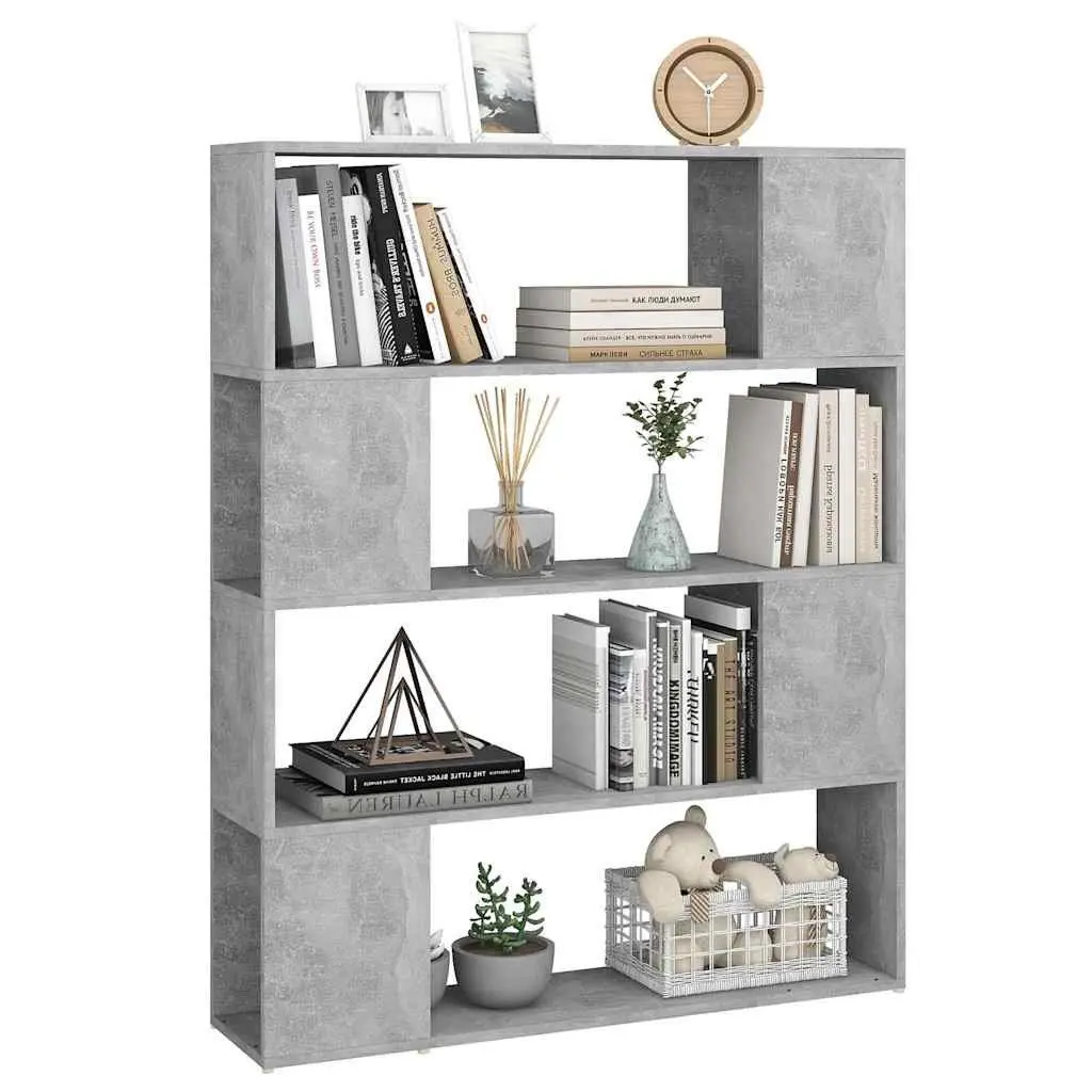 Bookcase Room Divider Storage Shelf 100x24x124 cm Grey
