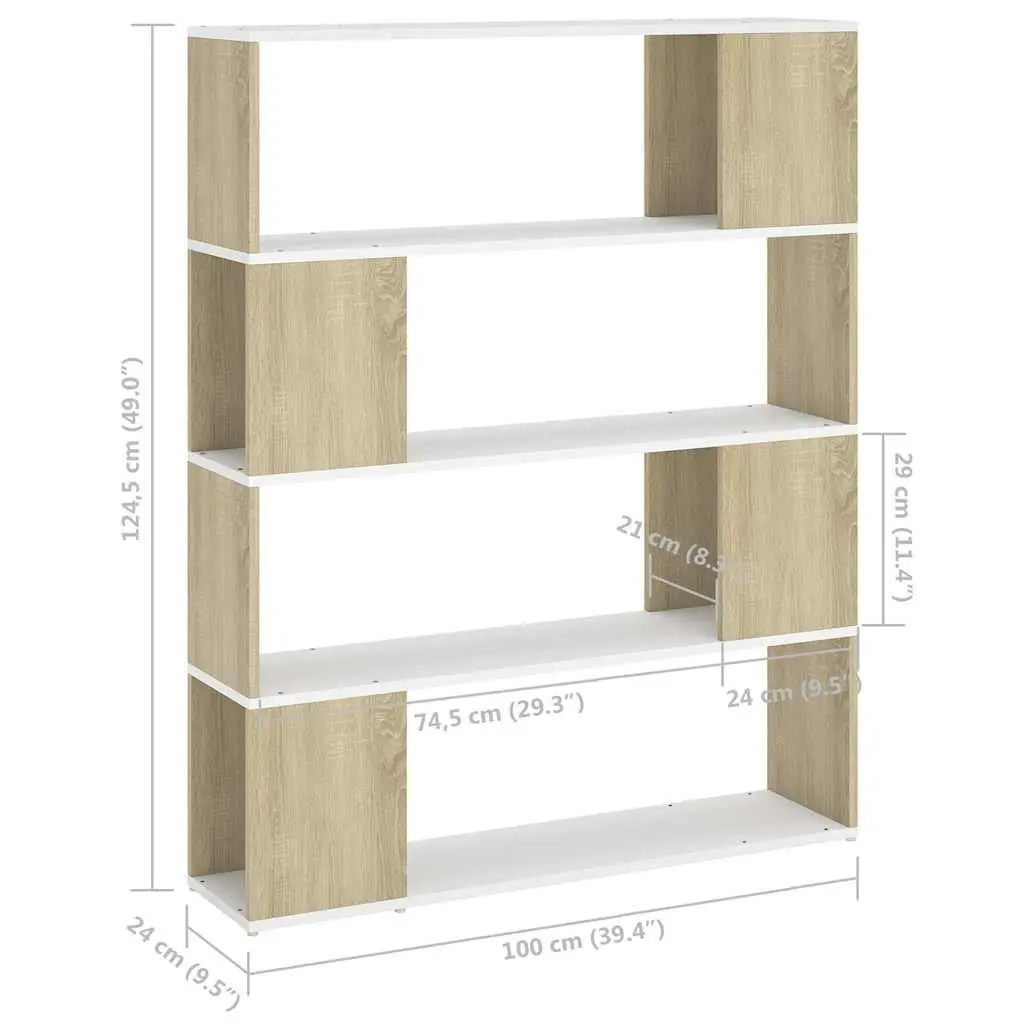 Book Cabinet Room Divider Bookcase Shelving Unit Storage 4 Compartments
