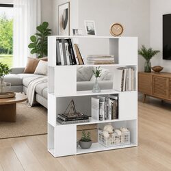 Stylish White Book Cabinet Room Divider with Ample Storage