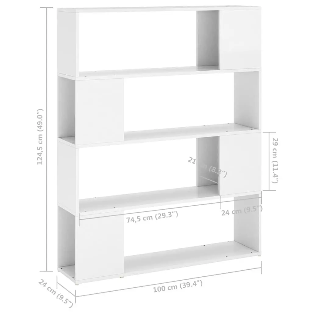 White Book Cabinet Room Divider with Ample Storage
