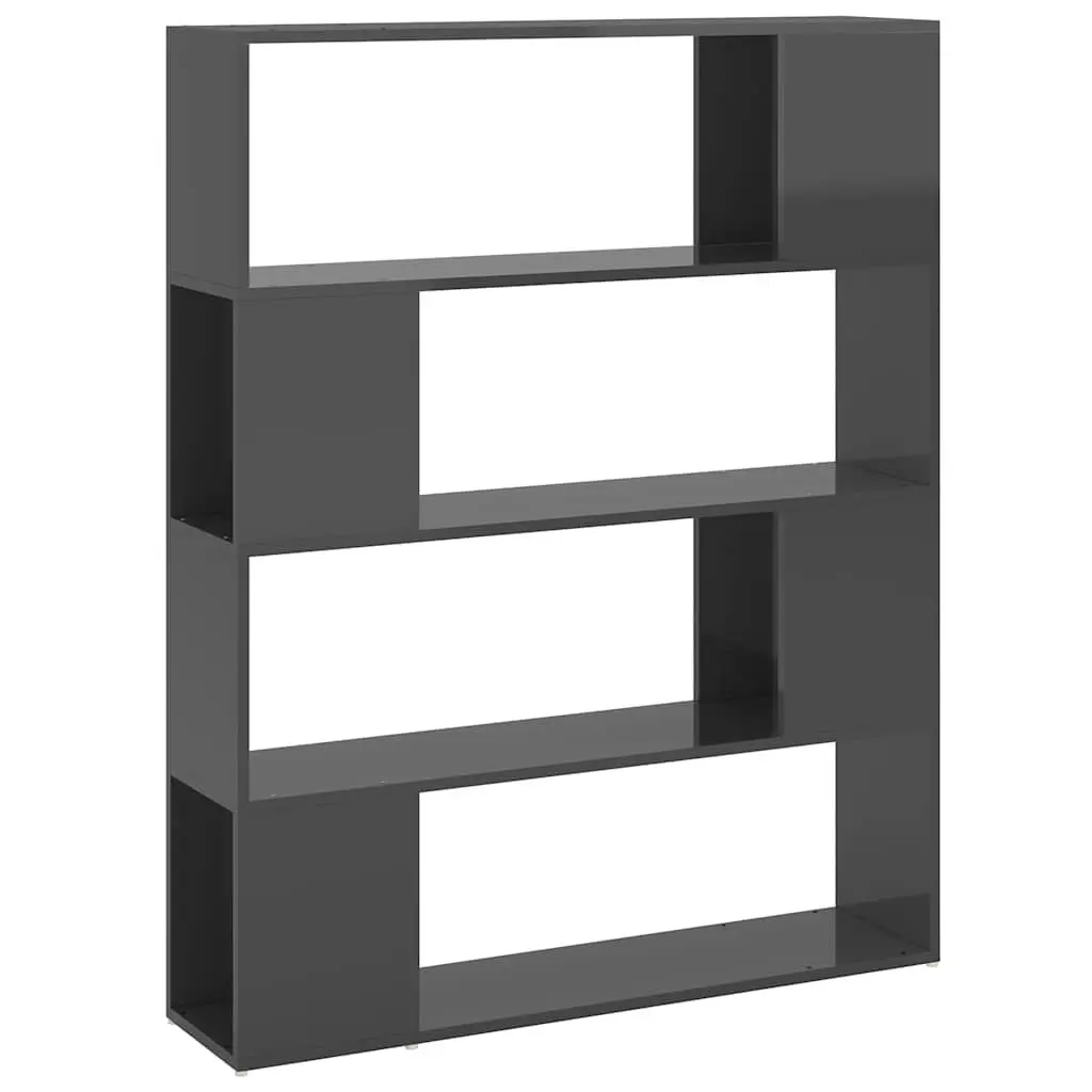 Grey Standing Shelf Book Storage Organizer Room Divider with 4 Compartments