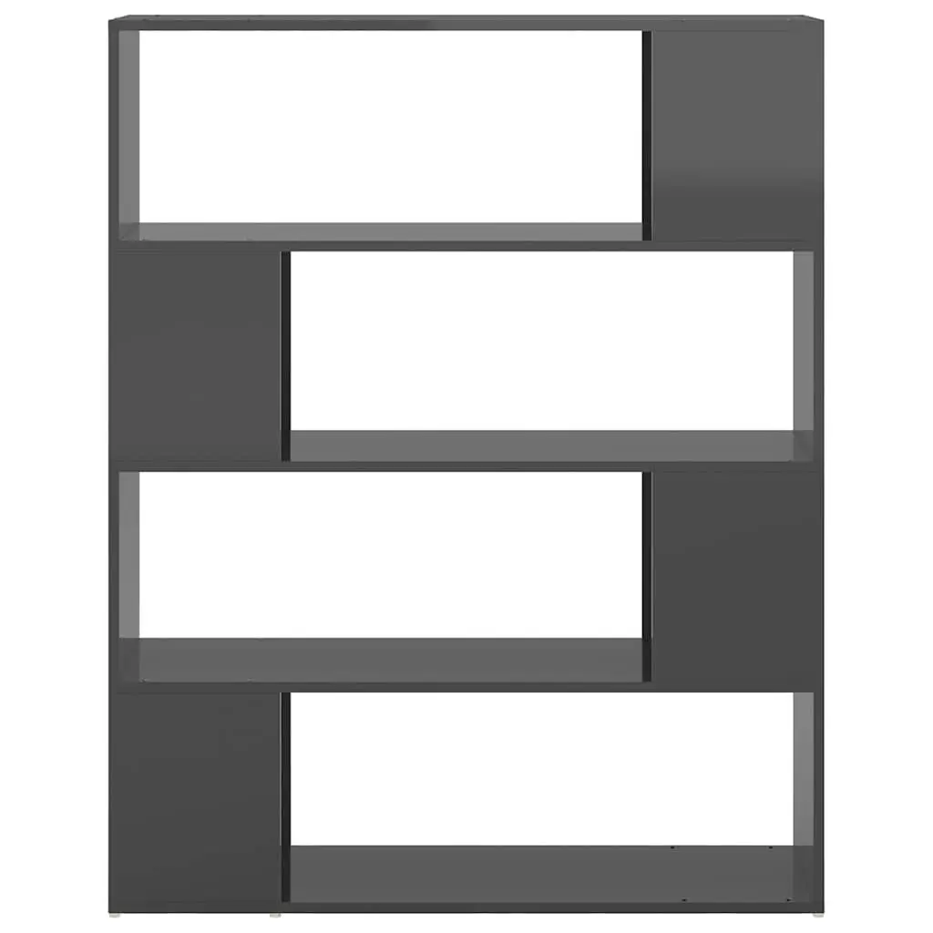 Grey Standing Shelf Book Storage Organizer Room Divider with 4 Compartments