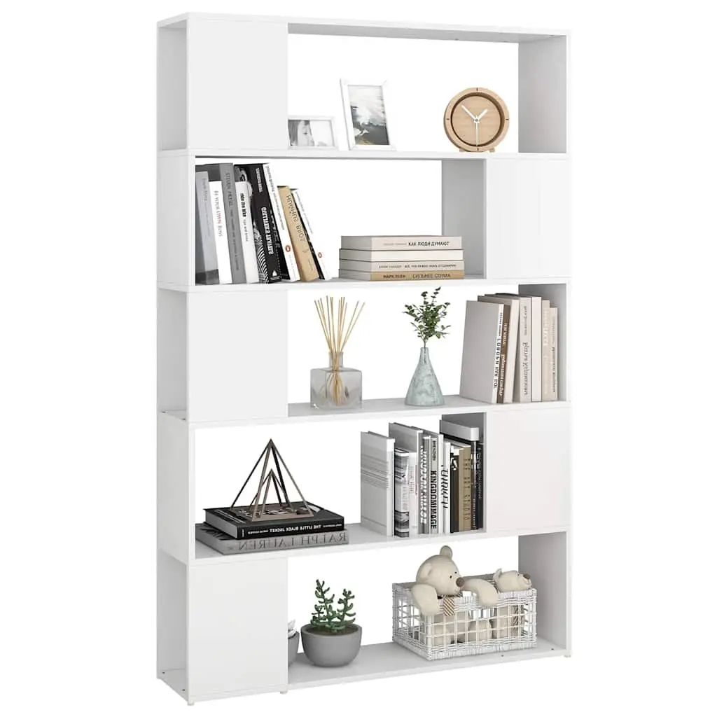 Book Cabinet Room Divider White Standing Bookcase 5 Compartments Storage Shelf