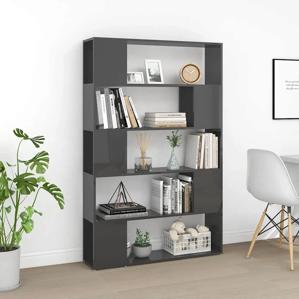 Book Cabinet Room Divider Storage Organiser Grey 5 Compartments