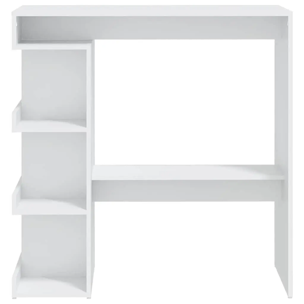 Bar Table with Storage Racks White Kitchen Dining Bistro Pub Space-Saving