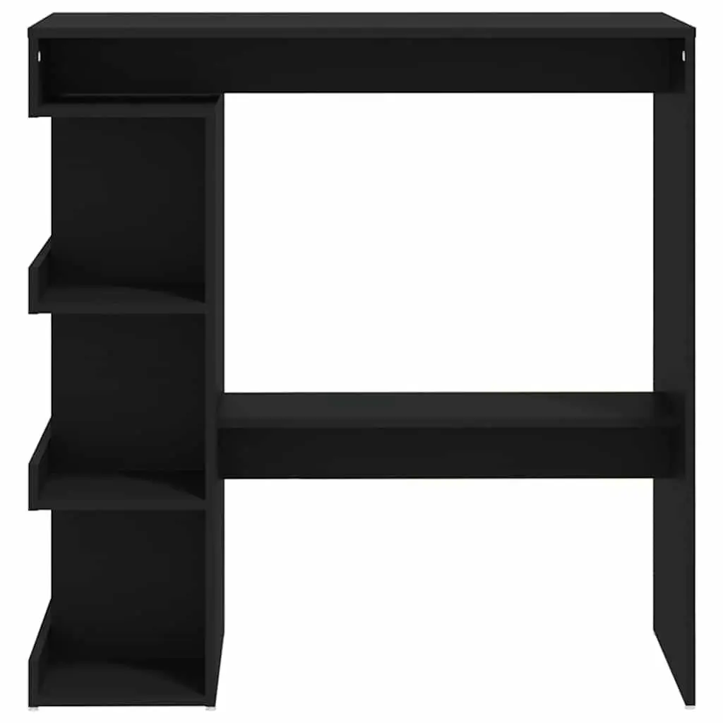 Bar Table with Storage Racks Black Kitchen Dining Bistro Pub High Top Counter