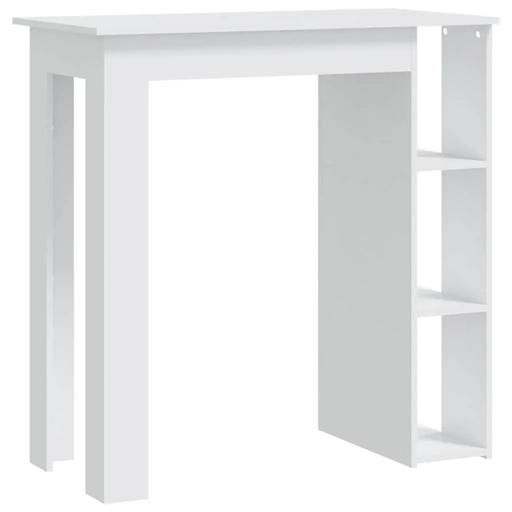 Bar Table Storage Shelves Compact White Modern Kitchen Dining Furniture 102cm x 50cm x 103.5cm