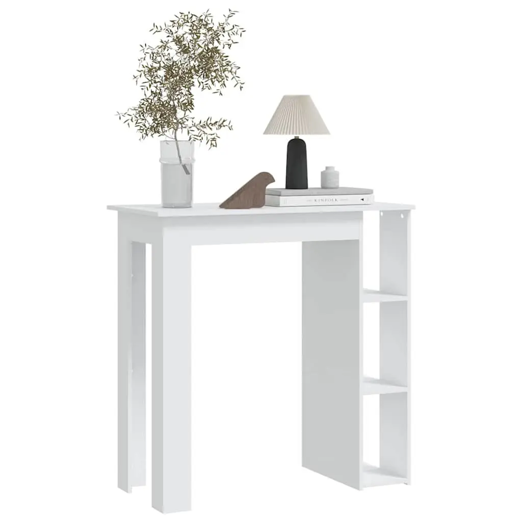 Bar Table Storage Shelves Compact White Modern Kitchen Dining Furniture 102cm x 50cm x 103.5cm