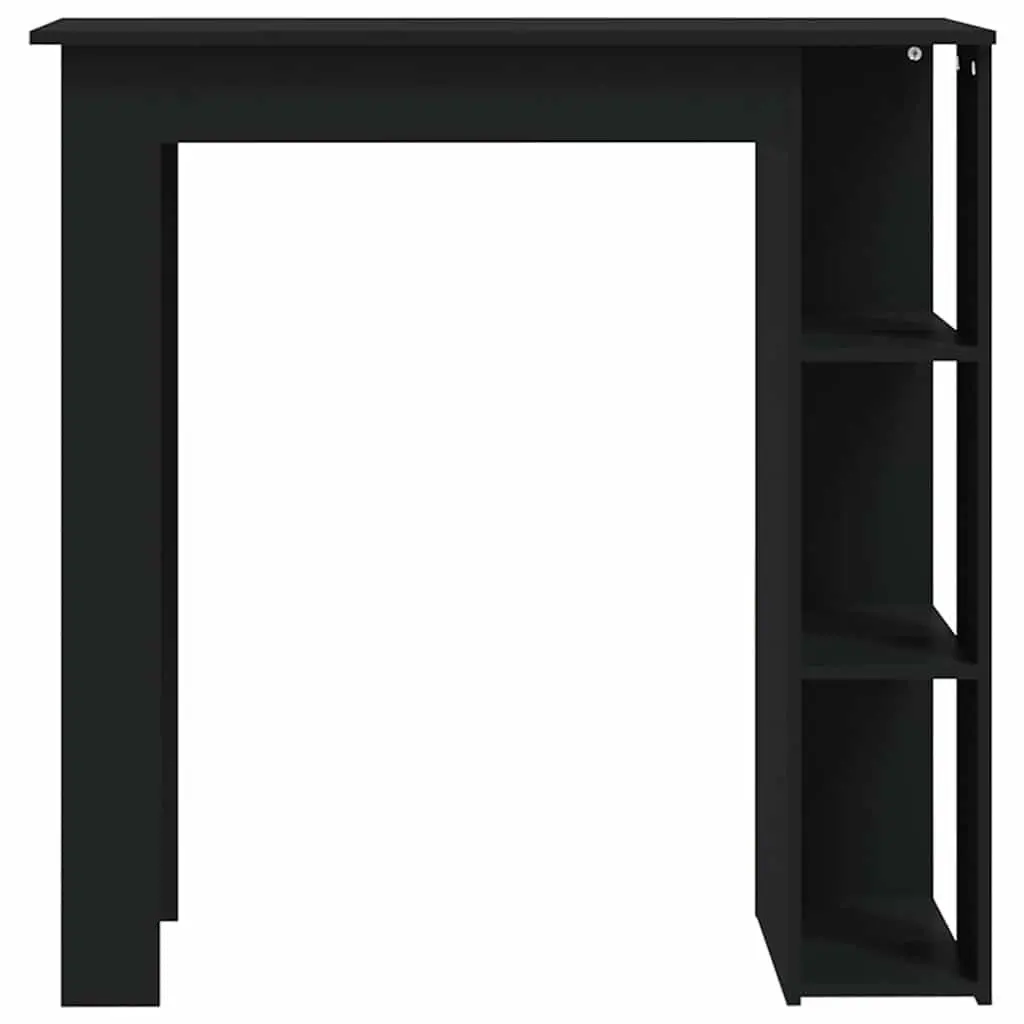 Bar Table Kitchen Dining Compact Black with Storage Shelves 102 x 50 x 103.5 cm