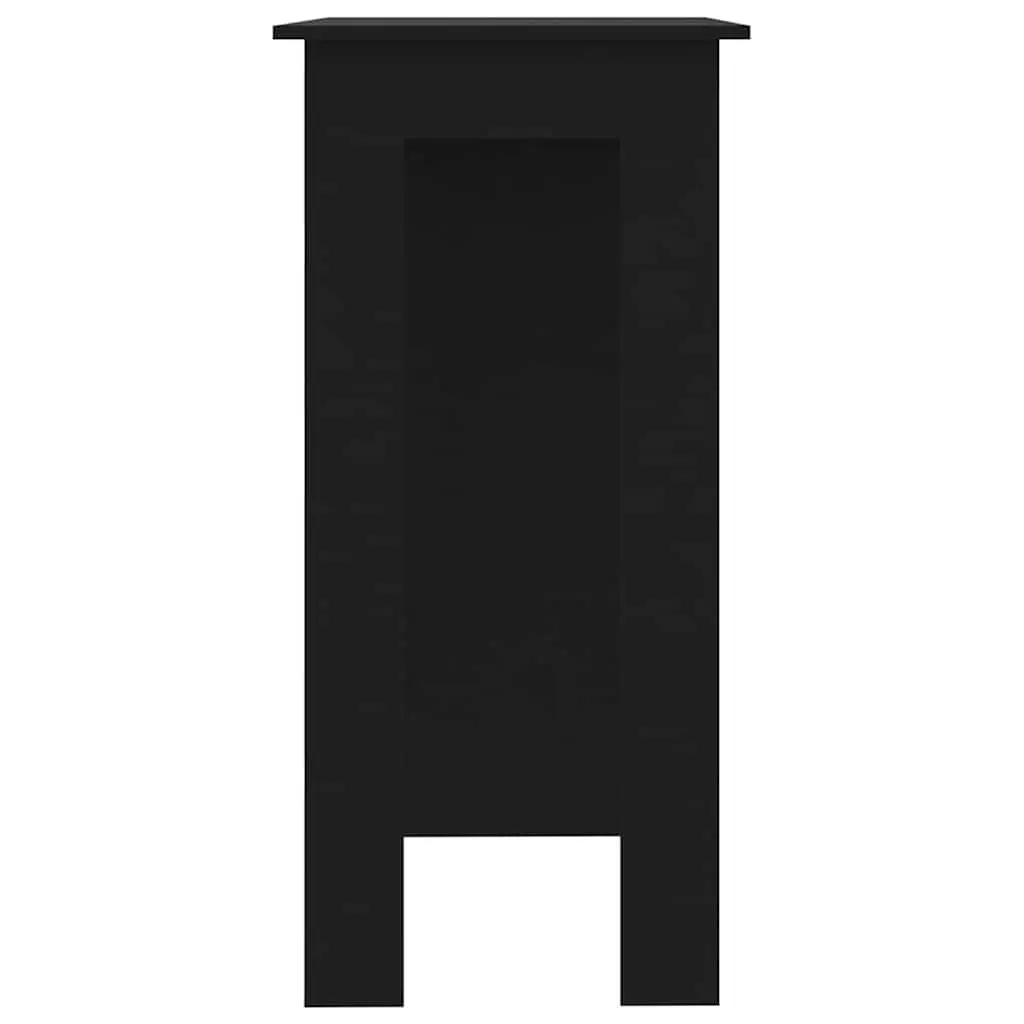 Bar Table Kitchen Dining Compact Black with Storage Shelves 102 x 50 x 103.5 cm