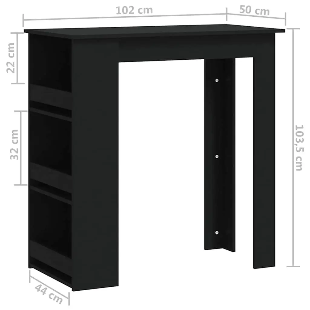 Black Bar Table with Storage Racks Included