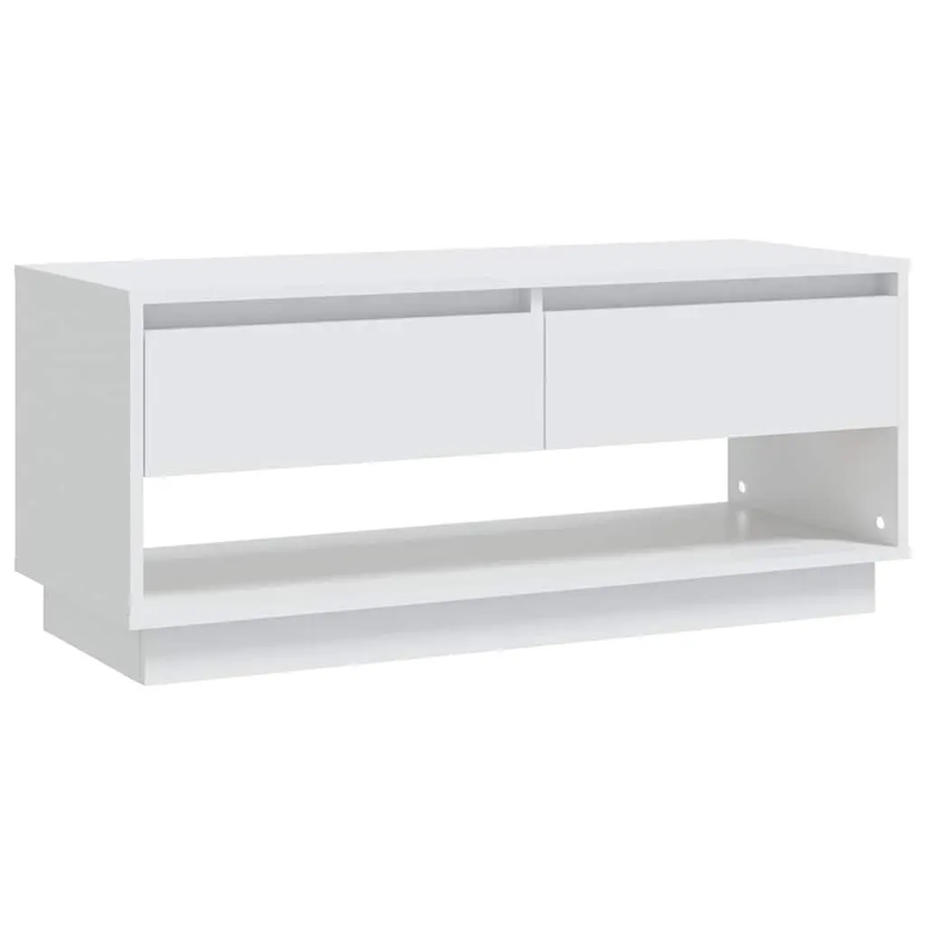 TV Cabinet Storage Unit 2 Drawers Open Compartment 102cm White