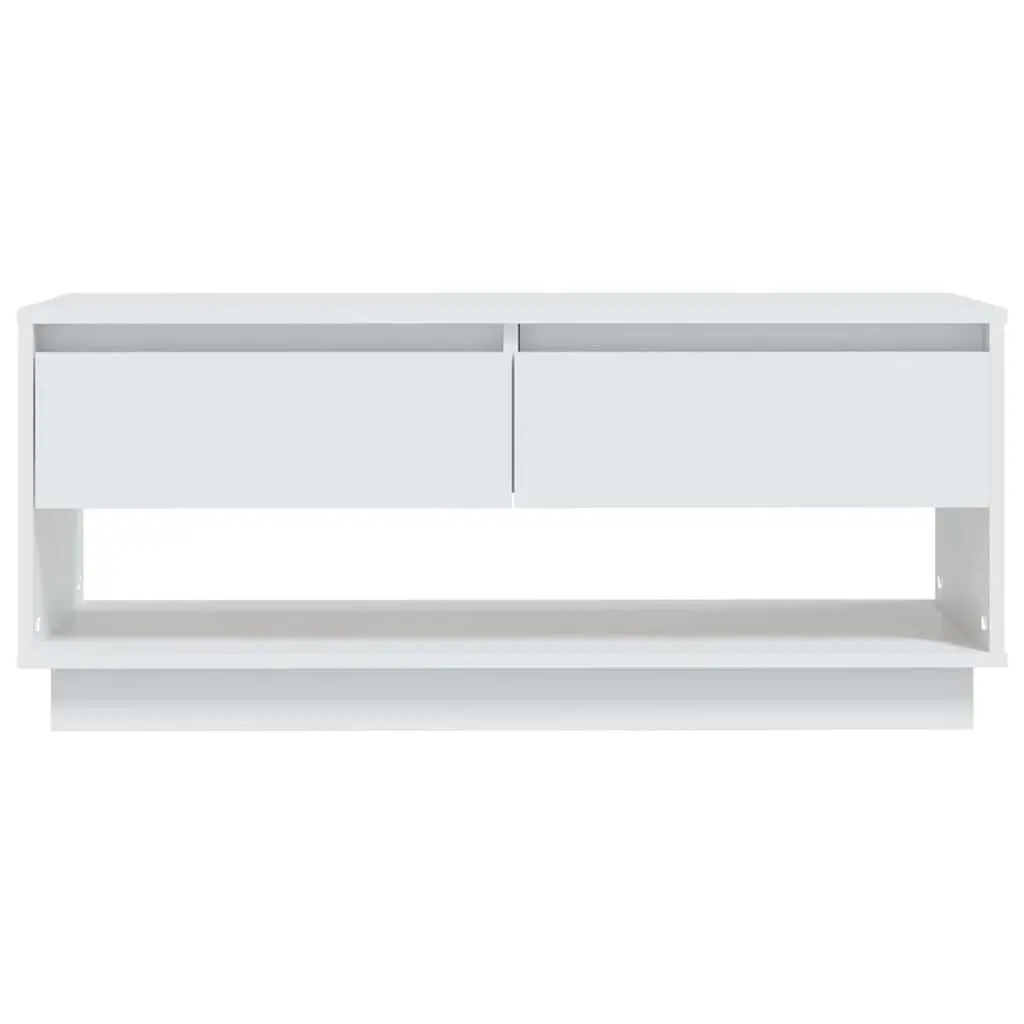 TV Cabinet Storage Unit 2 Drawers Open Compartment 102cm White