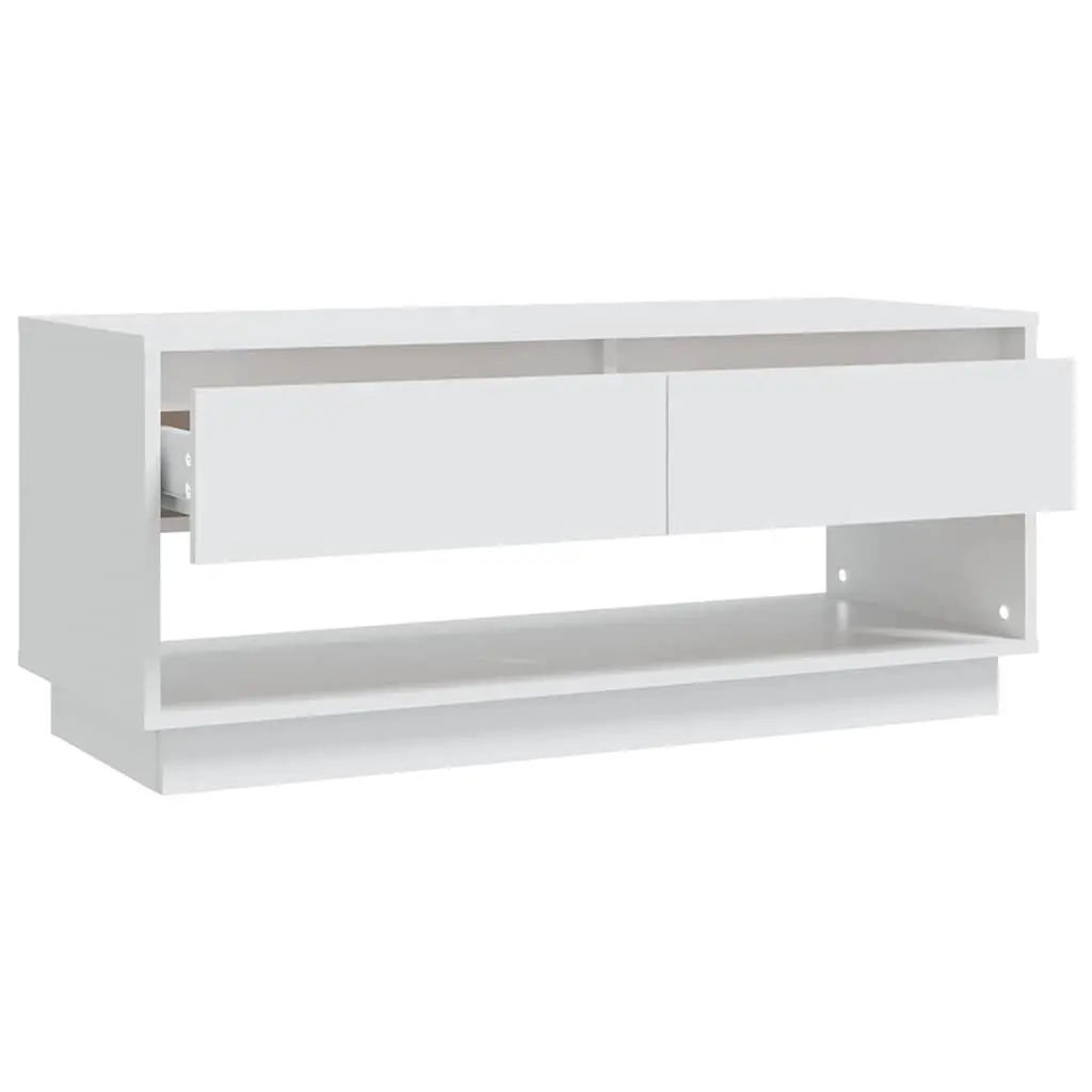 TV Cabinet Storage Unit 2 Drawers Open Compartment 102cm White