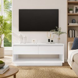 TV Cabinet White High Gloss Lowboard Living Room Storage Unit Drawers