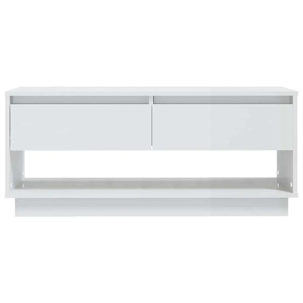 TV Cabinet Storage Unit Lowboard 102cm White High Gloss