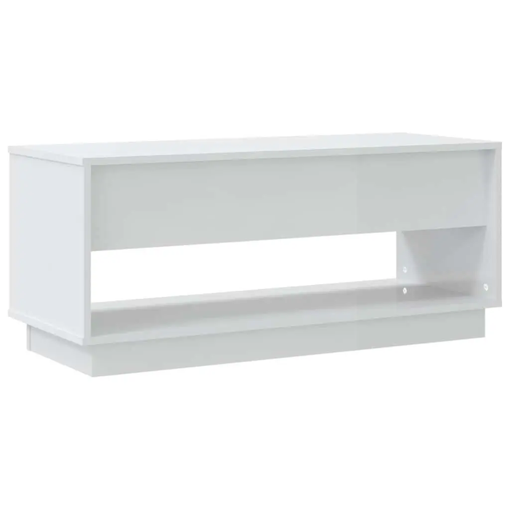 TV Cabinet Storage Unit Lowboard 102cm White High Gloss