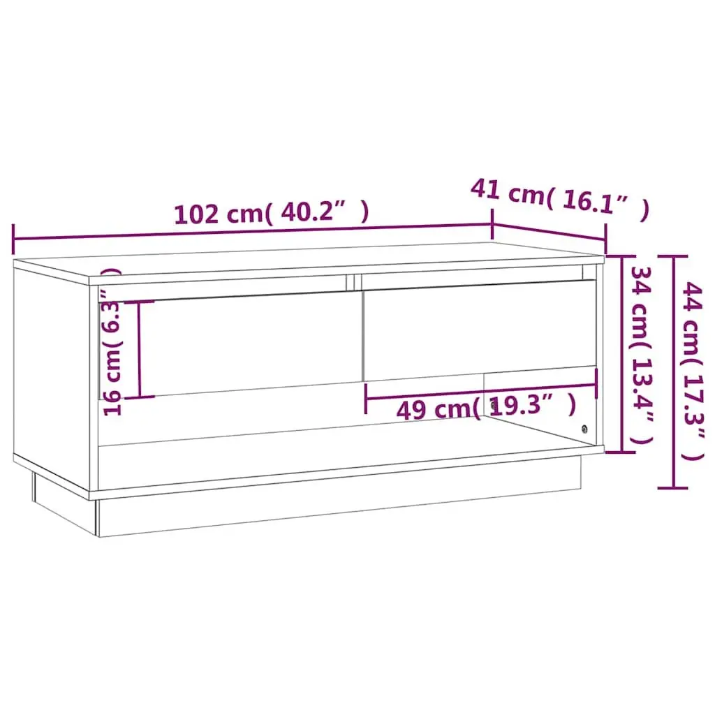 TV Cabinet Storage Unit Lowboard 102cm White High Gloss