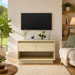 Comforting Beige Engineered Wood TV Cabinet with Storage