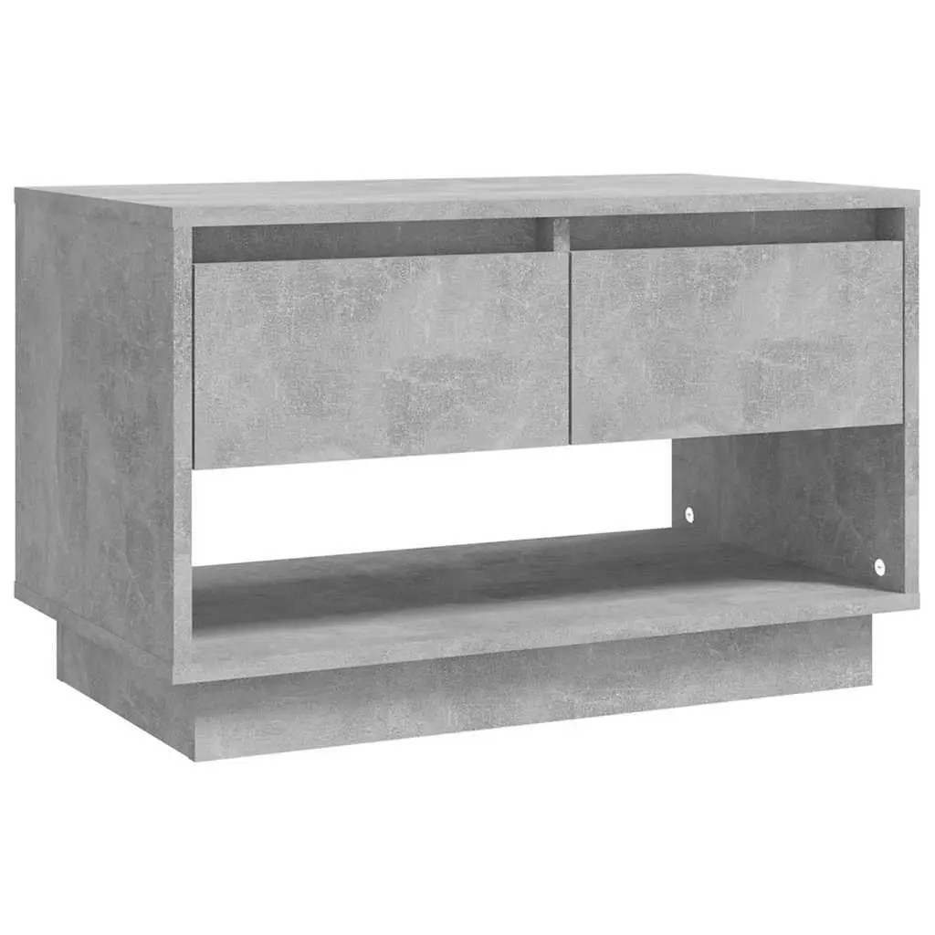TV Cabinet Concrete Grey Living Room Storage Unit 2 Drawers Open Compartment