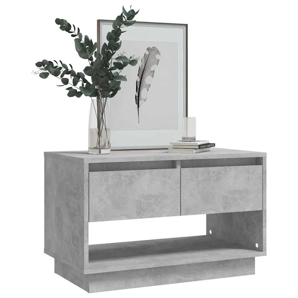 TV Cabinet Concrete Grey Living Room Storage Unit 2 Drawers Open Compartment