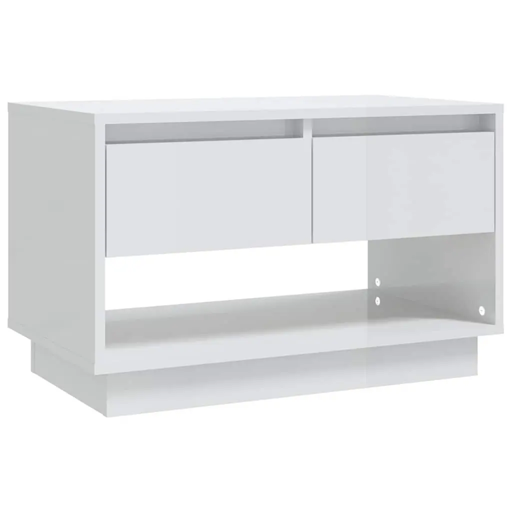 TV Cabinet Storage Unit 70x41x44cm White High Gloss with Drawers Open Compartment