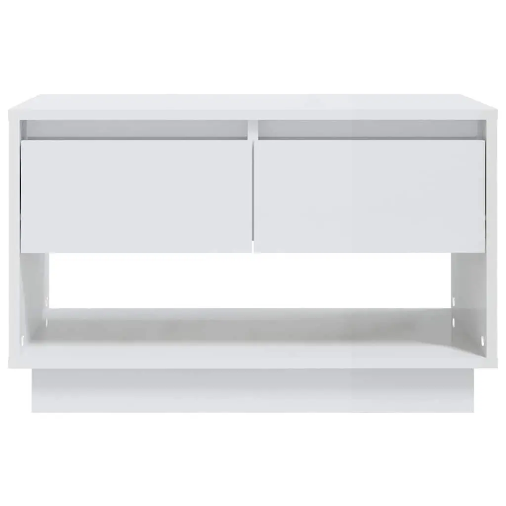 TV Cabinet Storage Unit 70x41x44cm White High Gloss with Drawers Open Compartment