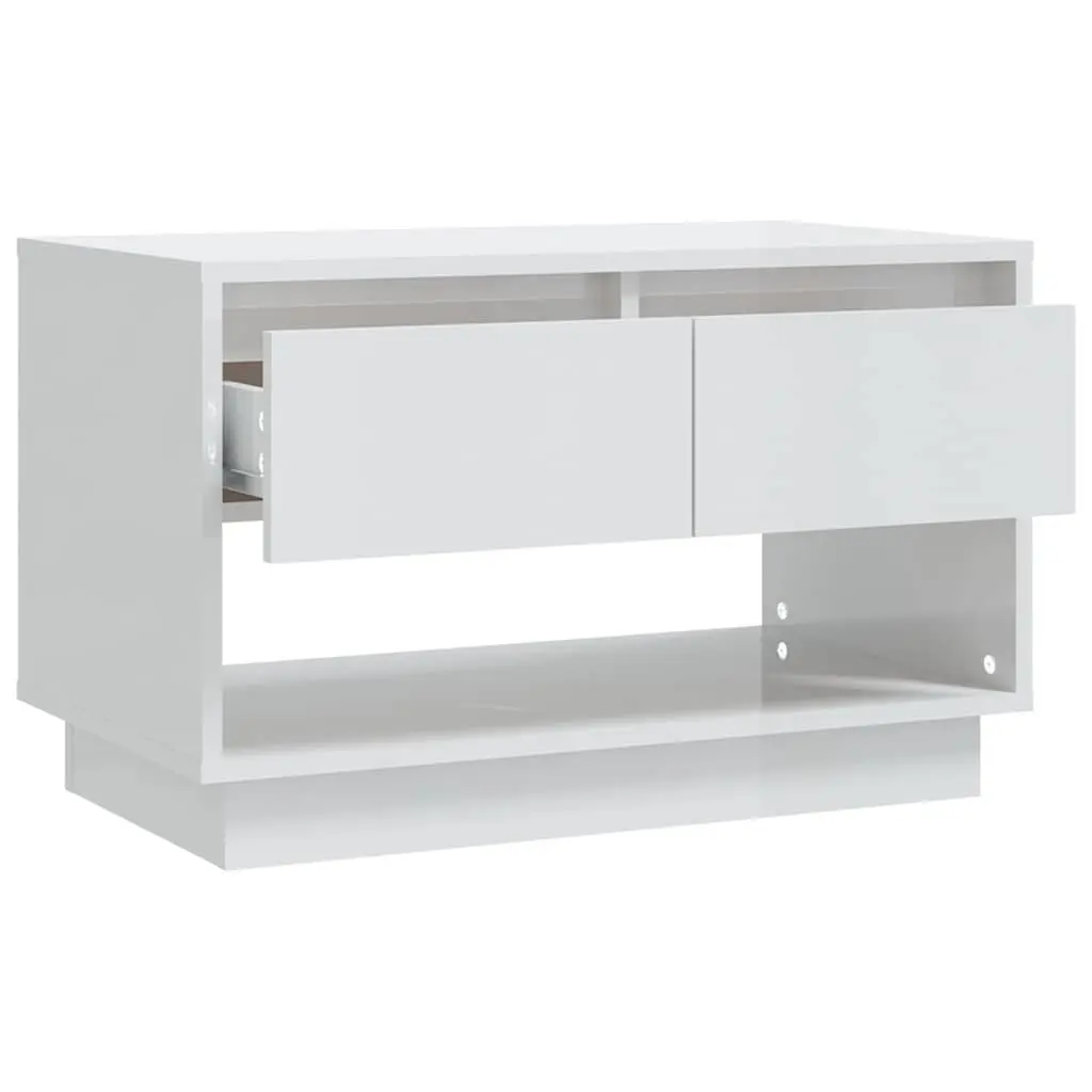 TV Cabinet Storage Unit 70x41x44cm White High Gloss with Drawers Open Compartment