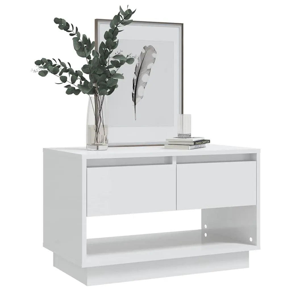 TV Cabinet Storage Unit 70x41x44cm White High Gloss with Drawers Open Compartment
