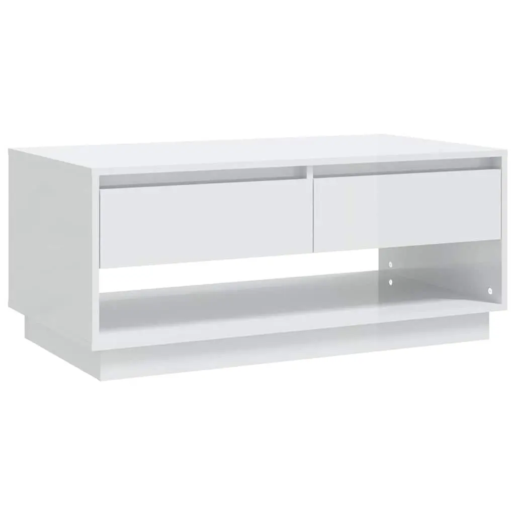White Coffee Table Modern Design Storage Drawers Living Room Accent Furniture