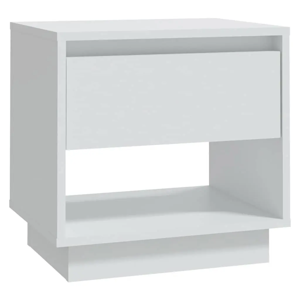 White Engineered Wood Nightstand with Storage